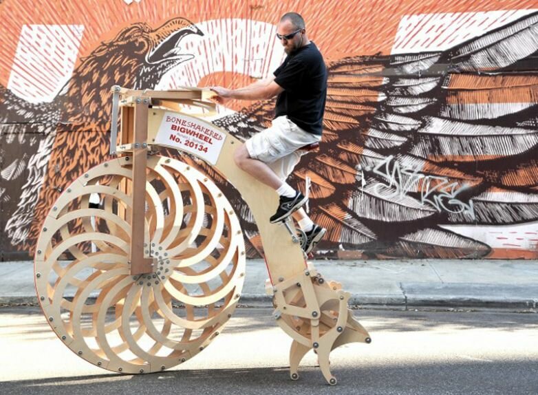 Stacy Schroer rides his father's creation at a crowdfunding festival in Florida. (AP Images)